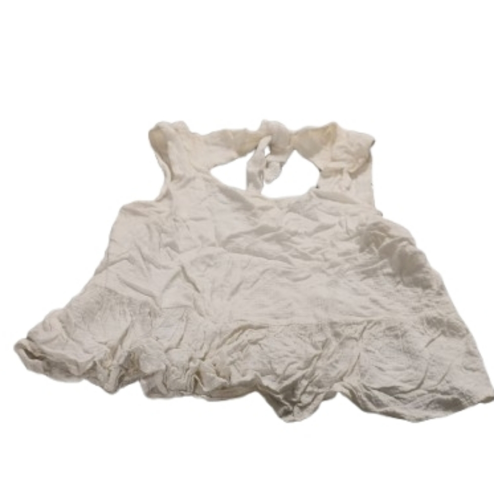 Amadi Anthro Women's Ruffle Hem Cutout Back Sleeveless Top Sz Medium Petite